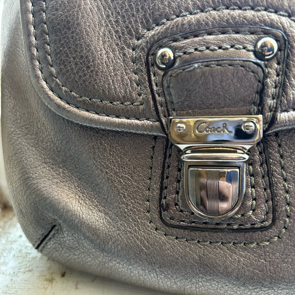 Coach Leather Patch Inside Turquoise Lined Handbag - image 5